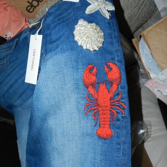 Driftwood Charlee x Seaside Embroidered Ocean Accent Wide Leg Jeans🆕📦🏃♀️💨🚚 - Picture 8 of 16